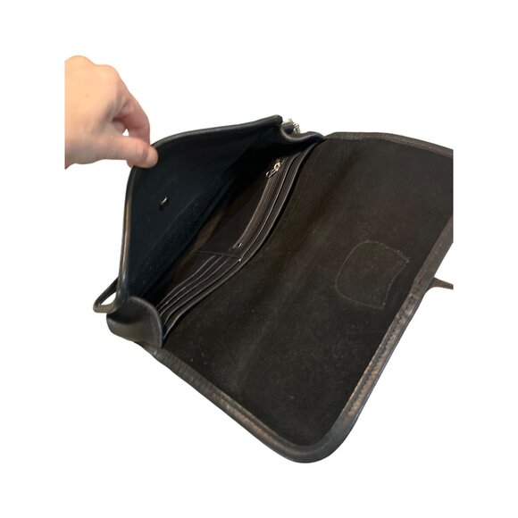 Vtg Coach 9832 Black Leather Turnlock Clutch Handbag Brushed Nickel Hardware - Picture 10 of 11